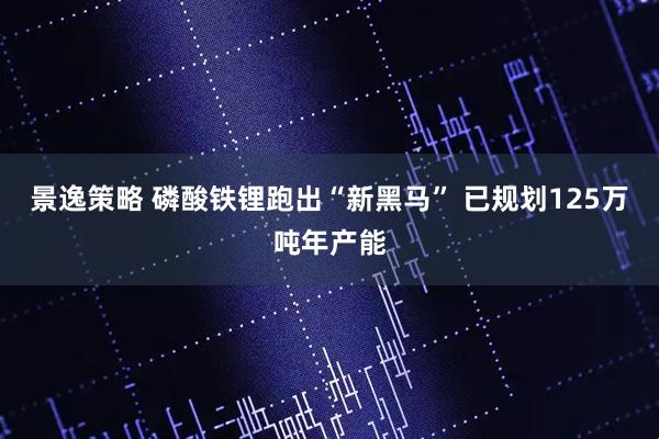 景逸策略 磷酸铁锂跑出“新黑马” 已规划125万吨年产能